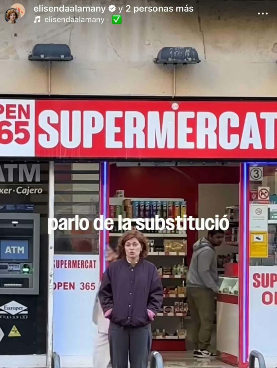 Polèmica per un vídeo d’Elisenda Alamany (ERC) davant d’un supermercat 24 h regentat per persones migrants parlant de “gran reemplaçament”