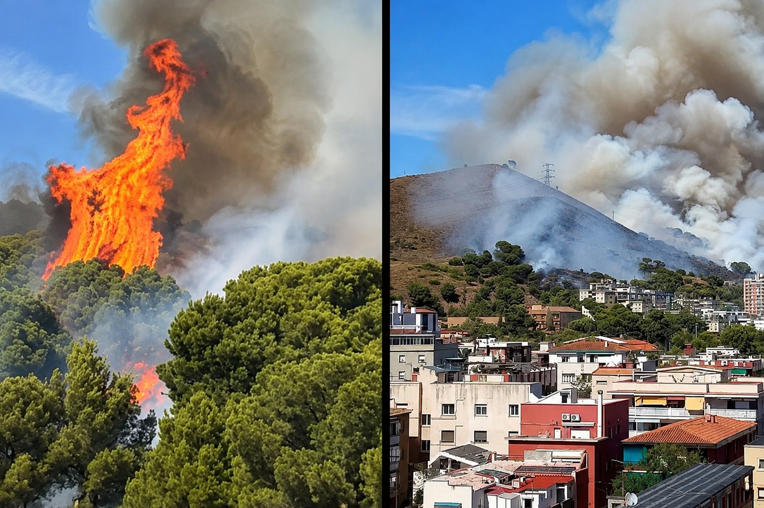 Los bomberos estabilizan el incendio de Collserola tras quemar unas 45 hectáreas