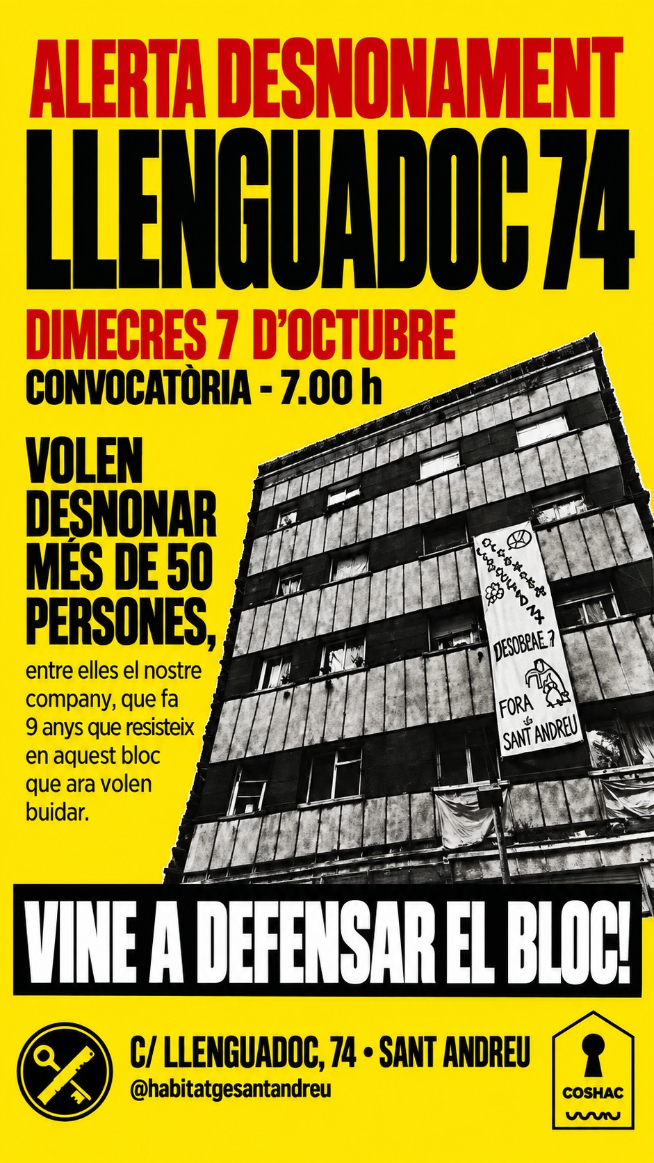 Más de 200 personas se movilizan para frenar un macrodesahucio que afecta a 50 vecinos en Barcelona
