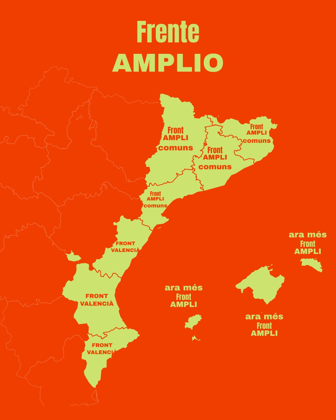 El Mapa de la Unidad del Frente Amplio en los terriotorios de los países catalanes